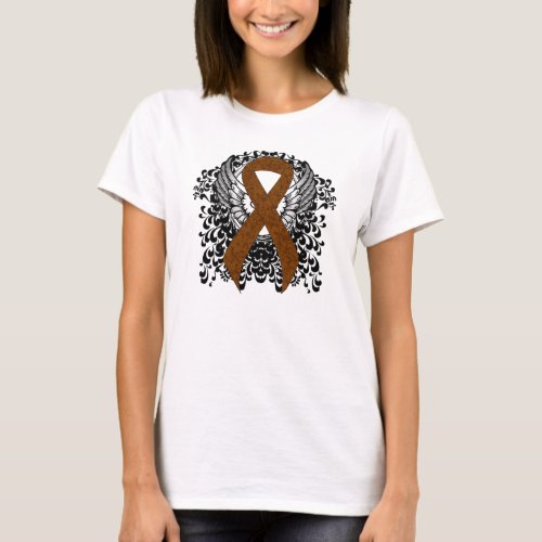 Brown Awareness Ribbon with Wings T_Shirt