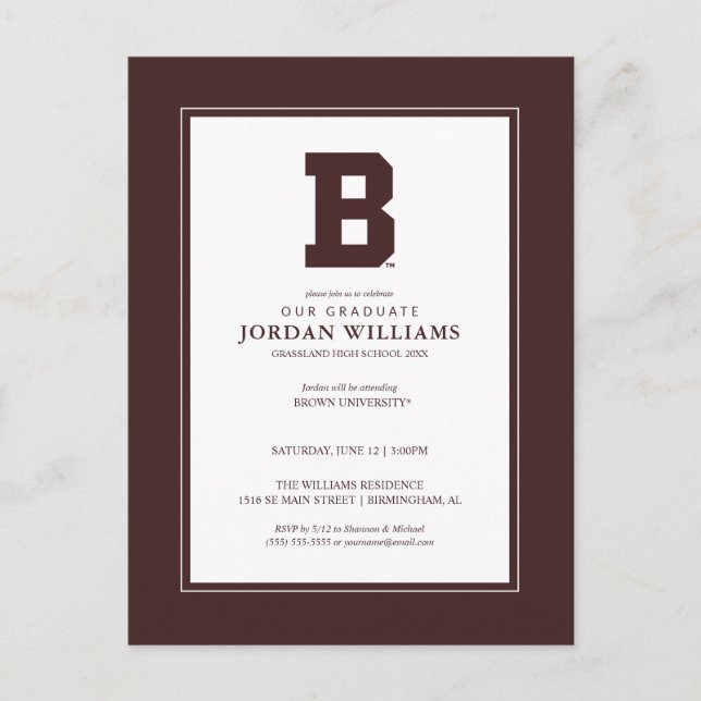 Brown B Announcement Postcard (Front)