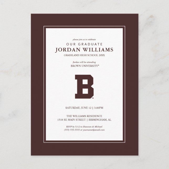 Brown B Announcement Postcard (Front)