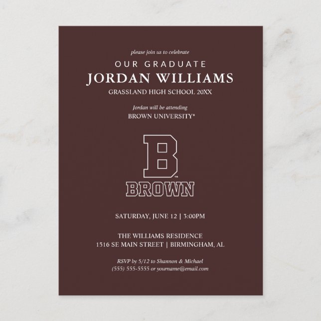Brown | B Announcement Postcard (Front)
