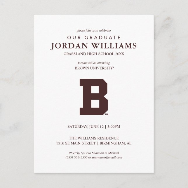 Brown B Announcement Postcard (Front)