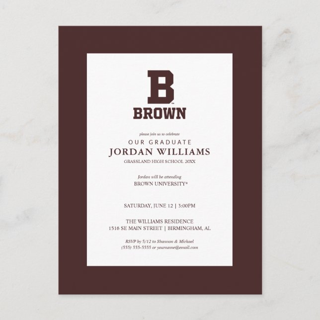 Brown | B Announcement Postcard (Front)