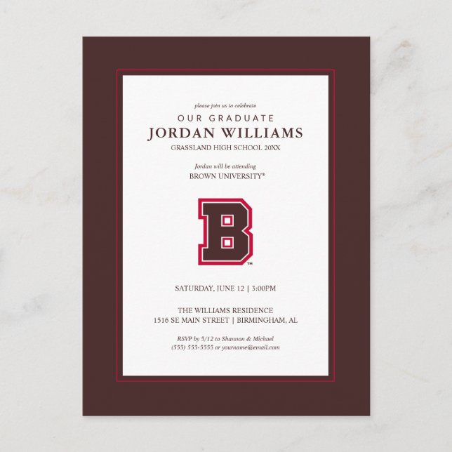 Brown B Announcement Postcard (Front)
