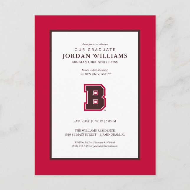 Brown B Announcement Postcard (Front)