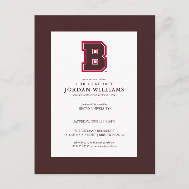 Brown B Announcement Postcard (Front)