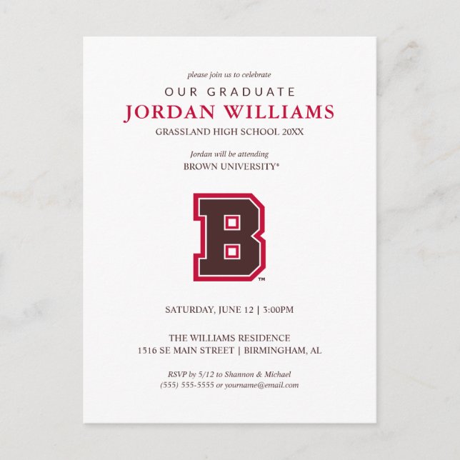 Brown B Announcement Postcard (Front)