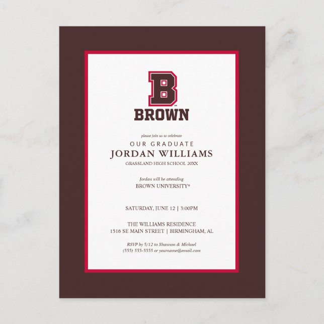 Brown | B Announcement Postcard (Front)