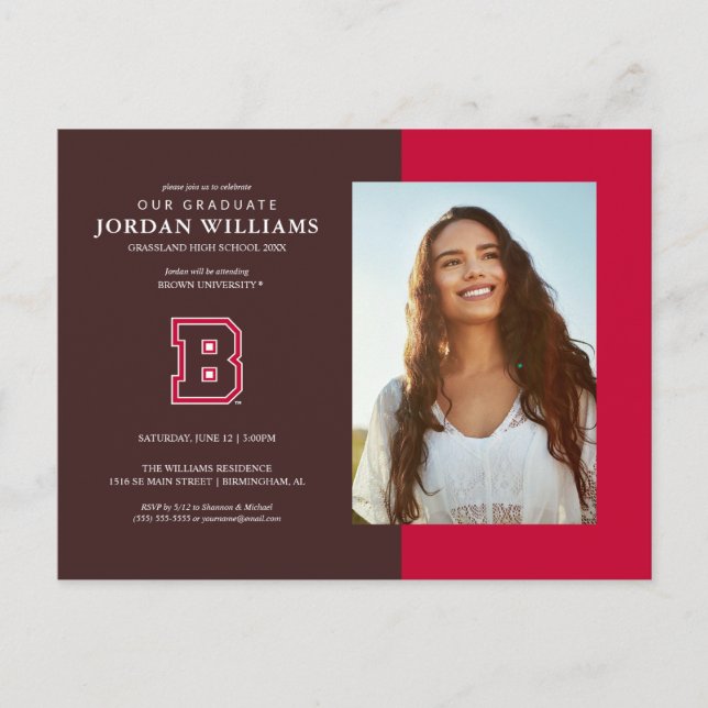 Brown B Announcement Postcard (Front)