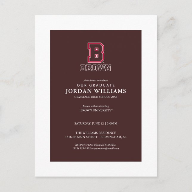 Brown | B Announcement Postcard (Front)