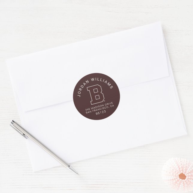 Brown B Classic Round Sticker (Envelope)