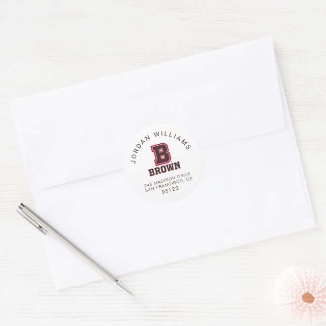 Brown | B Classic Round Sticker (Envelope)