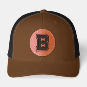 Brown B Leather Patch Hat