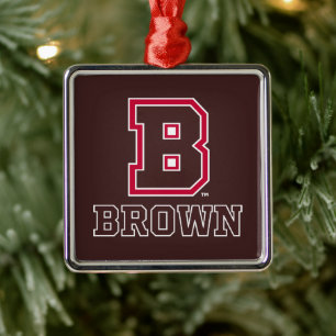 Brown   B Metal Ornament