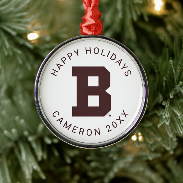 Brown B Metal Ornament (Tree)