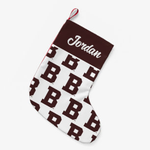 Brown B Small Christmas Stocking