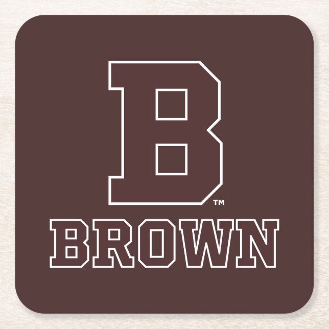 Brown | B Square Paper Coaster (Front)