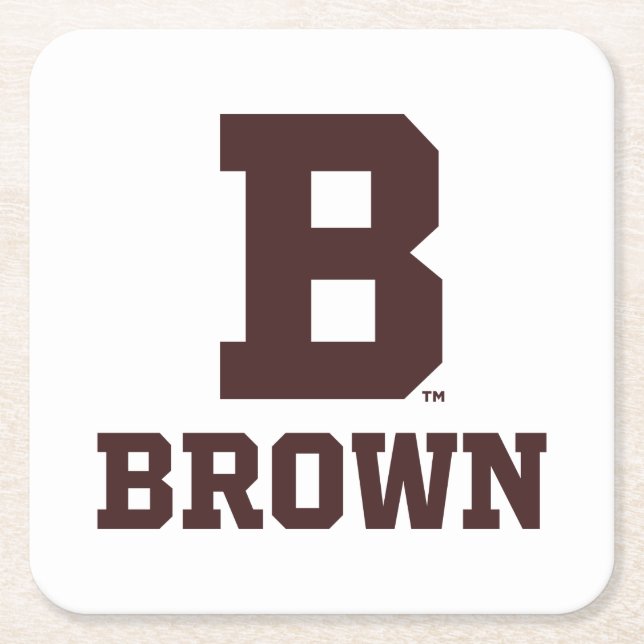 Brown | B Square Paper Coaster (Front)