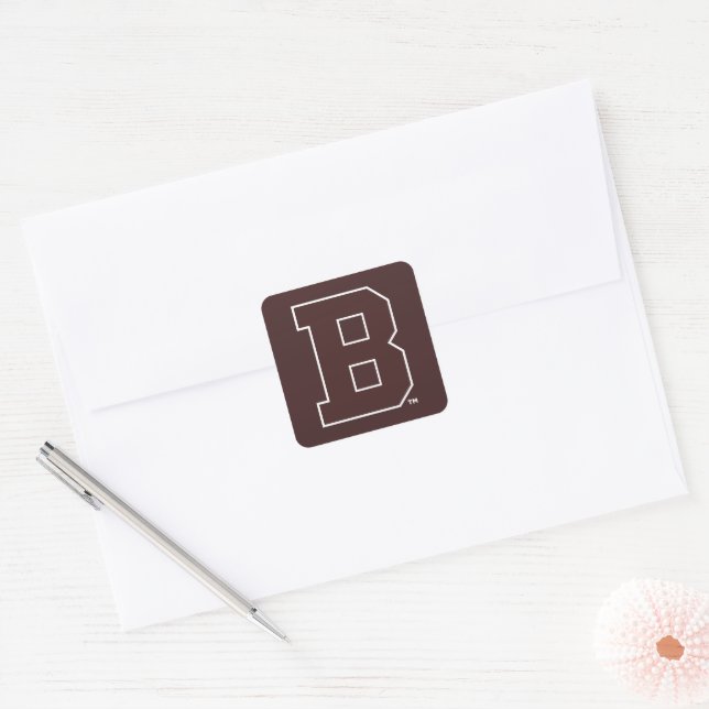 Brown B Square Sticker (Envelope)