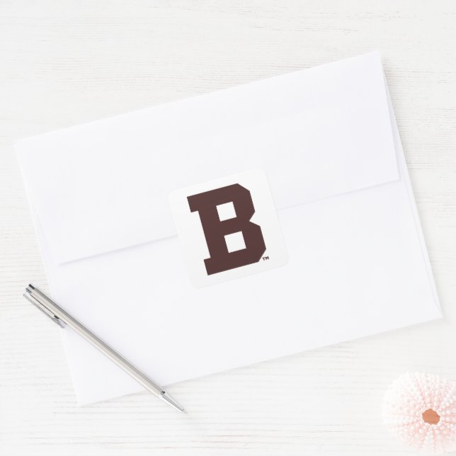 Brown B Square Sticker (Envelope)