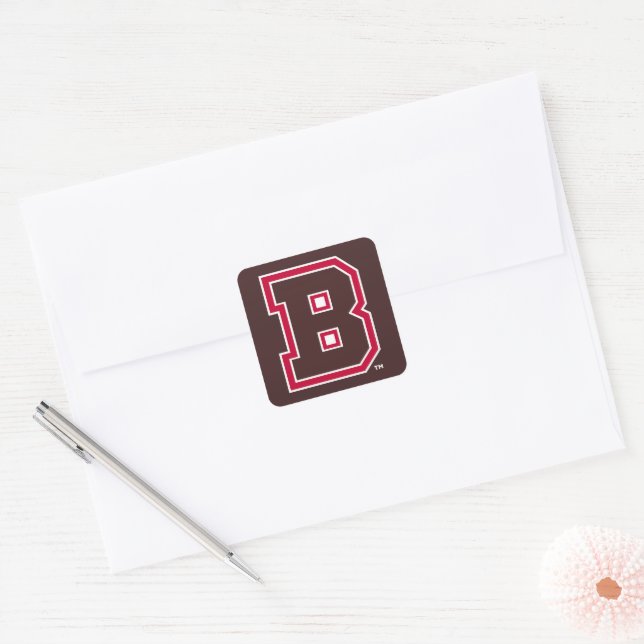 Brown B Square Sticker (Envelope)