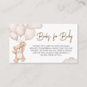 Brown Baby Bear Balloon Baby Shower Books for Baby Enclosure Card