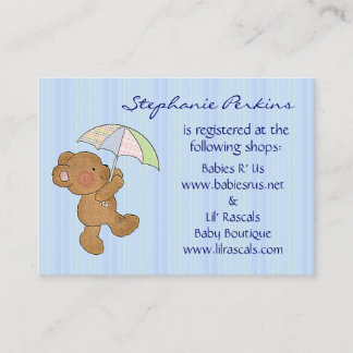 Brown Baby Bear Shower Registry Cards