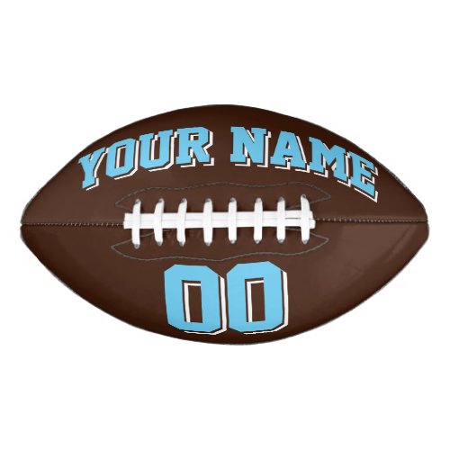 BROWN BABY BLUE AND WHITE Custom Football