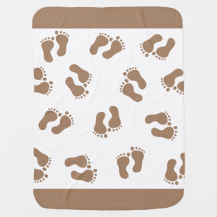 Brown Baby Footprints Baby Blanket