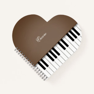 Brown Baby Grand Piano Music Keyboard Custom Notebook