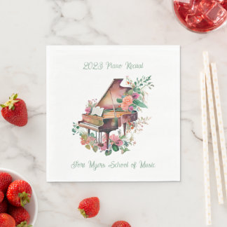 Brown Baby Grand Piano Recital Napkins