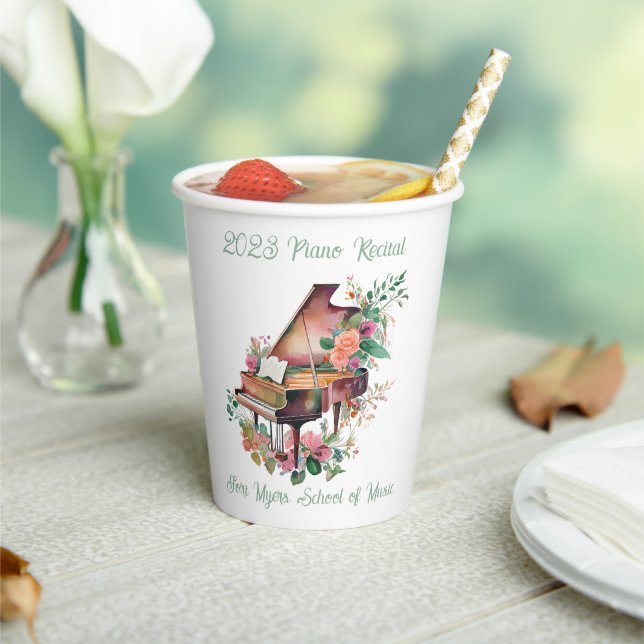 Brown Baby Grand Piano Recital Paper Cups (Insitu)