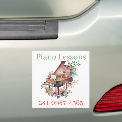 Brown Baby Grand Piano Watercolor Car Magnet
