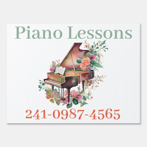 Brown Baby Grand Piano Watercolor Sign