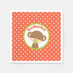 Brown Baby Monkey with Pacifier NomNomNom Paper Napkins