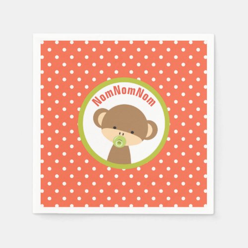 Brown Baby Monkey with Pacifier NomNomNom Paper Napkins