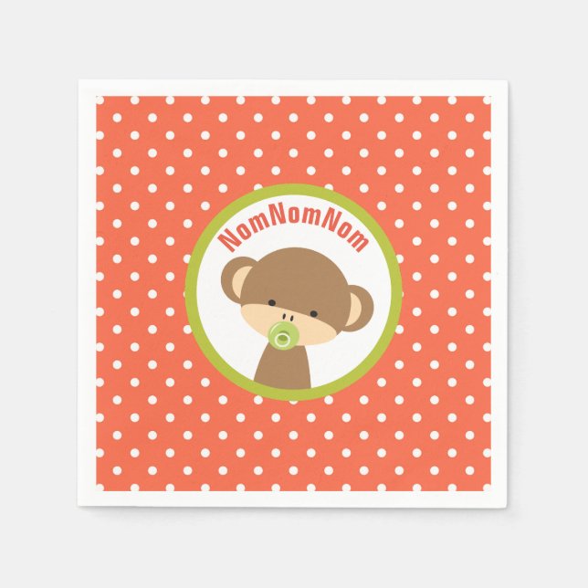 Brown Baby Monkey with Pacifier NomNomNom Paper Napkins (Front)