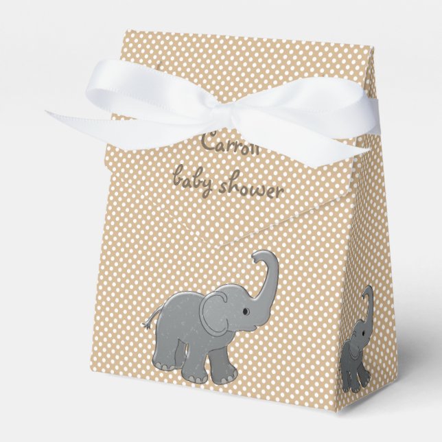 brown baby shower elephant favor boxes (Front Side)