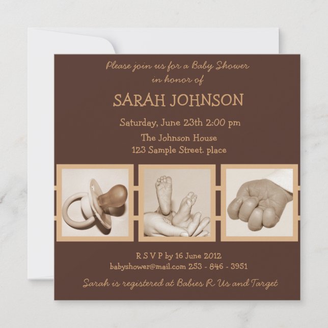 Brown Baby Shower Invitation (Front)