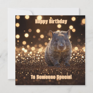 Brown Baby Wombat On Brown Bokeh Bliss,  Holiday Card