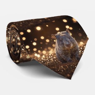 Brown Baby Wombat On Brown Bokeh Bliss, Neck Tie