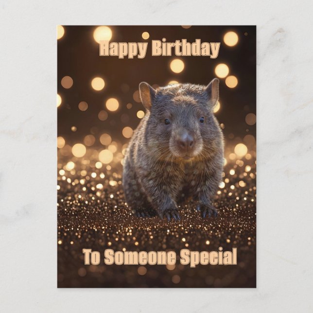 Brown Baby Wombat On Brown Bokeh Bliss,  Postcard (Front)