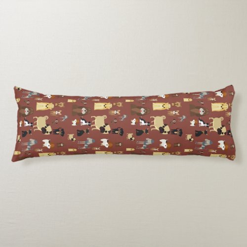 brown background dogs pattern body pillow