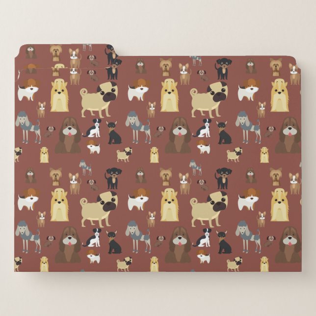 brown background dogs pattern file folder (Front Left)