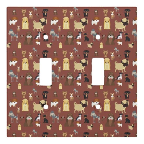 brown background dogs pattern light switch cover