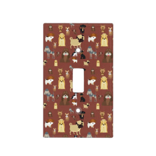 brown background dogs pattern light switch cover