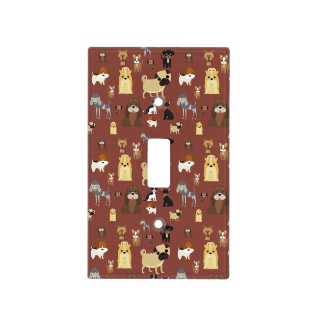 brown background dogs pattern light switch cover (Front)