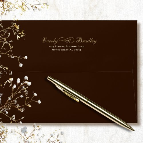 Brown Background Warm Beige Script Typography Envelope