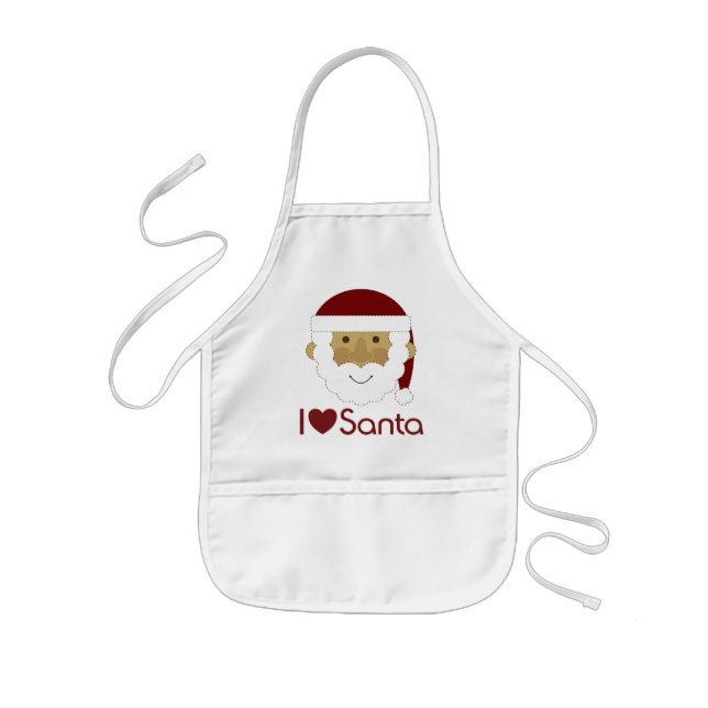 Brown Bag I Heart Santa gift Kids' Apron (Front)