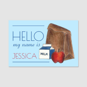 Brown Bag School Lunch Teacher Cafeteria Worker Name Tag