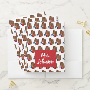 Brown Bag School Teacher Lunch Lady Personalized Pocket Folder